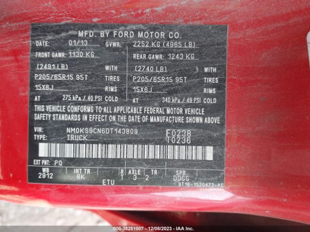 Photo 8 VIN: NM0KS9CN6DT143809 - FORD TRANSIT CONNECT 