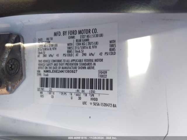 Photo 8 VIN: NM0LE6E24K1393927 - FORD TRANSIT CONNECT 