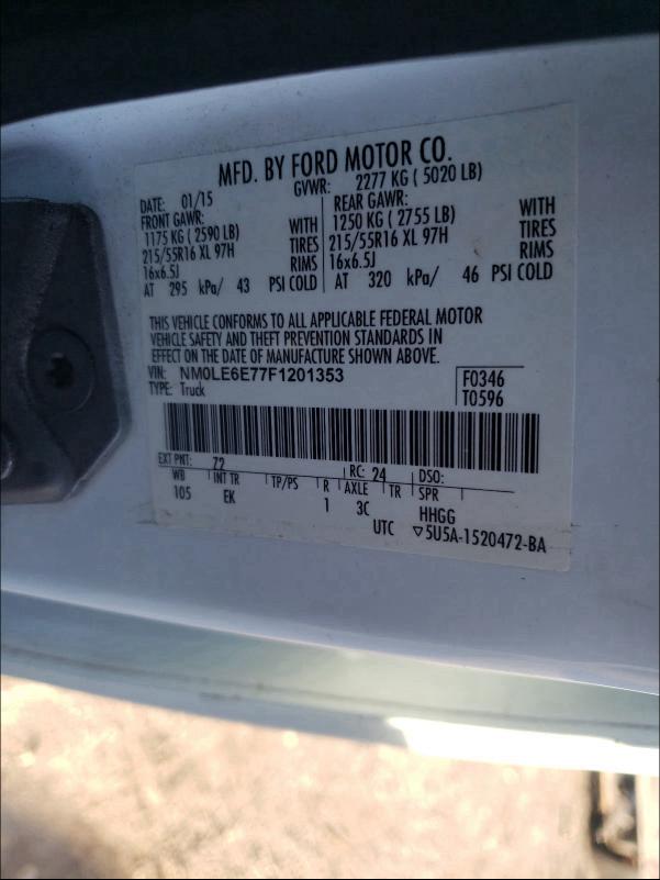 Photo 9 VIN: NM0LE6E77F1201353 - FORD TRANSIT CO 