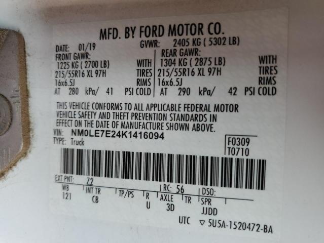 Photo 12 VIN: NM0LE7E24K1416094 - FORD TRANSIT CO 