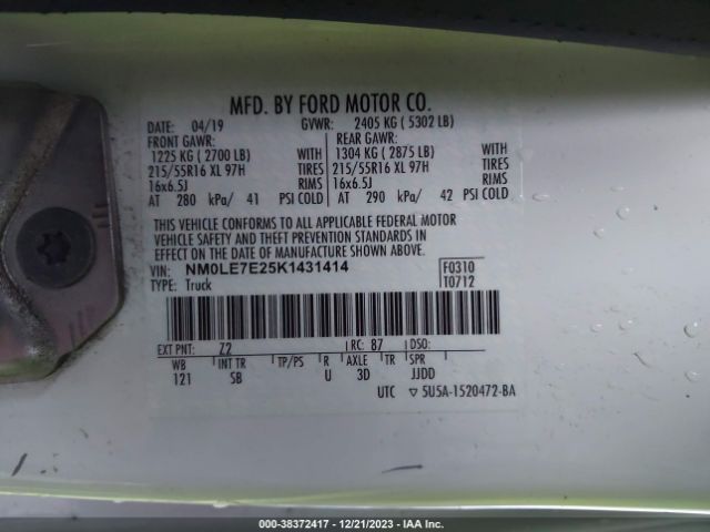 Photo 8 VIN: NM0LE7E25K1431414 - FORD TRANSIT CONNECT 