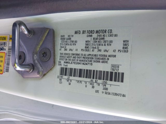 Photo 8 VIN: NM0LE7E26K1424715 - FORD TRANSIT CONNECT 