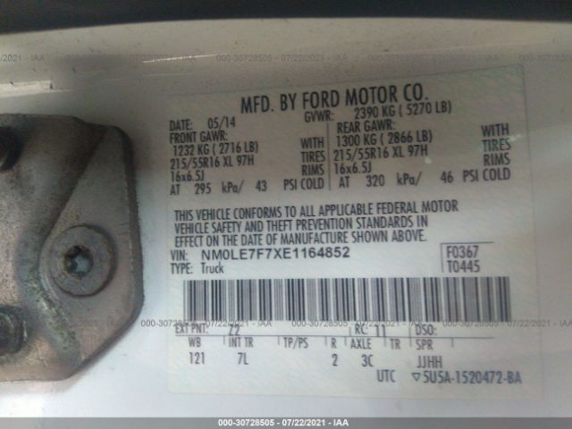 Photo 8 VIN: NM0LE7F7XE1164852 - FORD TRANSIT CONNECT 