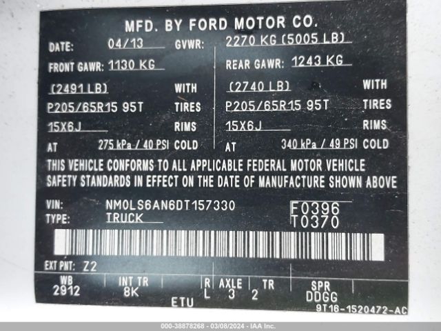 Photo 8 VIN: NM0LS6AN6DT157330 - FORD TRANSIT CONNECT 