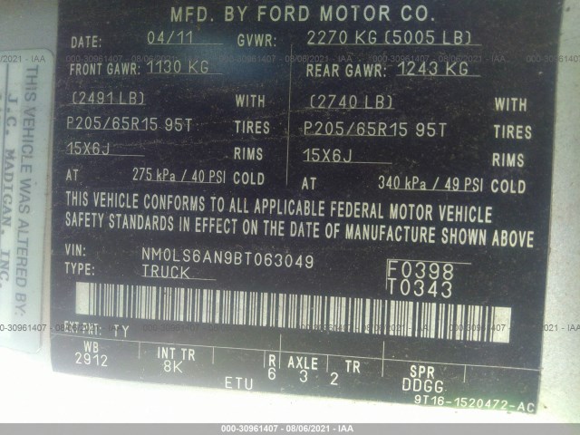 Photo 8 VIN: NM0LS6AN9BT063049 - FORD TRANSIT CONNECT 