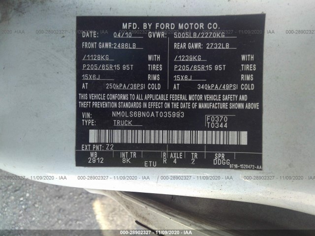 Photo 8 VIN: NM0LS6BN0AT035993 - FORD TRANSIT CONNECT 