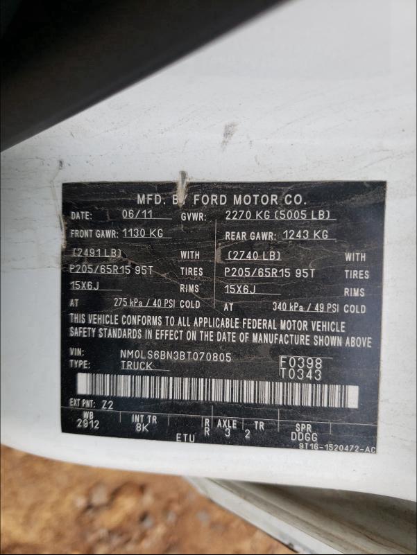 Photo 9 VIN: NM0LS6BN3BT070805 - FORD TRANSIT CO 