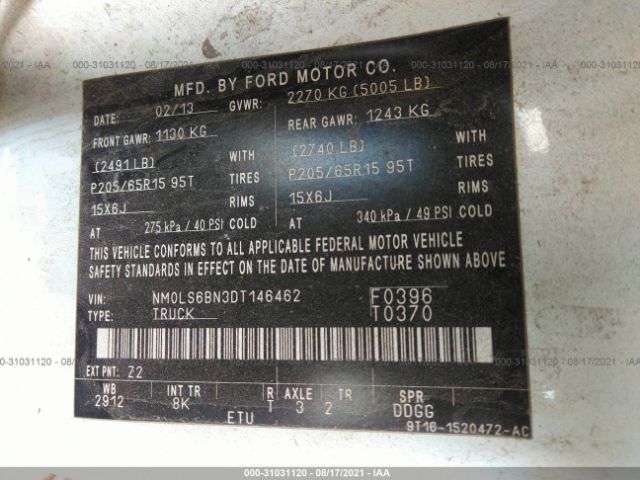 Photo 8 VIN: NM0LS6BN3DT146462 - FORD TRANSIT CONNECT 