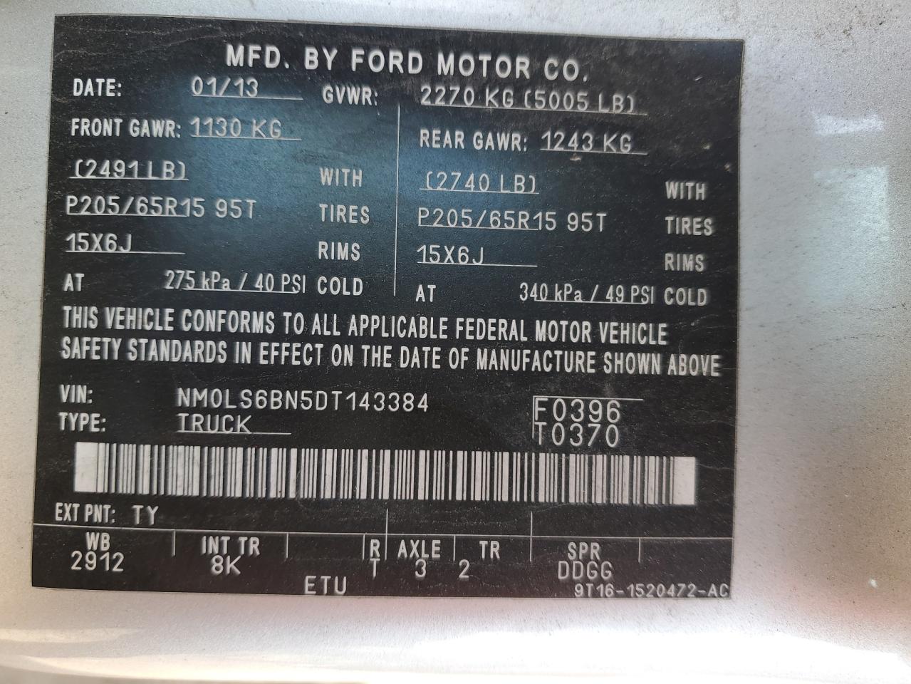 Photo 11 VIN: NM0LS6BN5DT143384 - FORD TRANSIT 