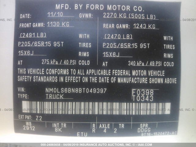 Photo 8 VIN: NM0LS6BN8BT049397 - FORD TRANSIT CONNECT 