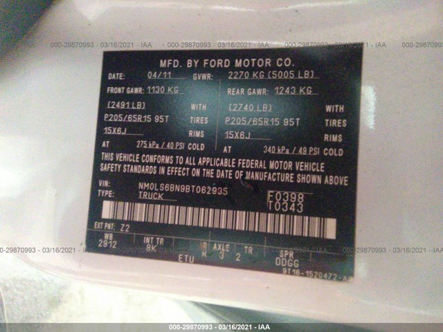 Photo 8 VIN: NM0LS6BN9BT062935 - FORD TRANSIT CONNECT 