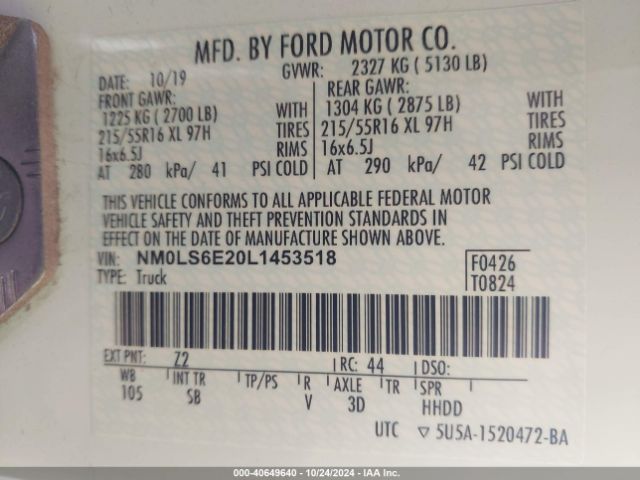 Photo 8 VIN: NM0LS6E20L1453518 - FORD TRANSIT CONNECT 