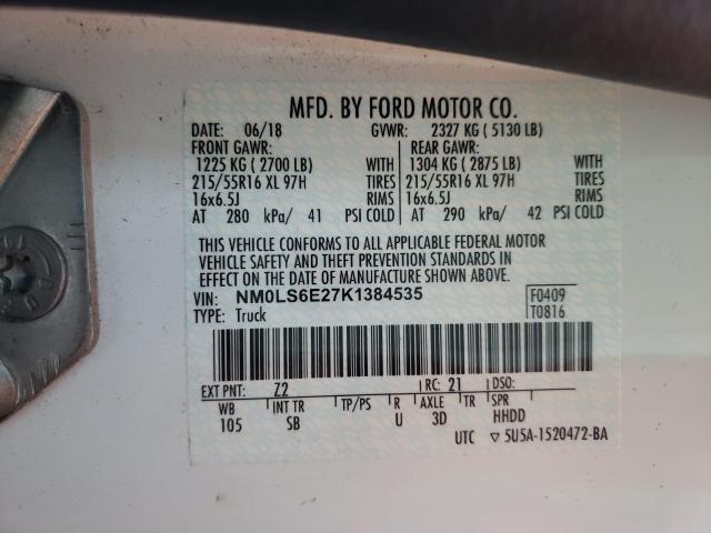 Photo 9 VIN: NM0LS6E27K1384535 - FORD TRANSIT CO 