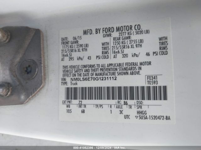 Photo 8 VIN: NM0LS6E70G1231112 - FORD TRANSIT CONNECT 