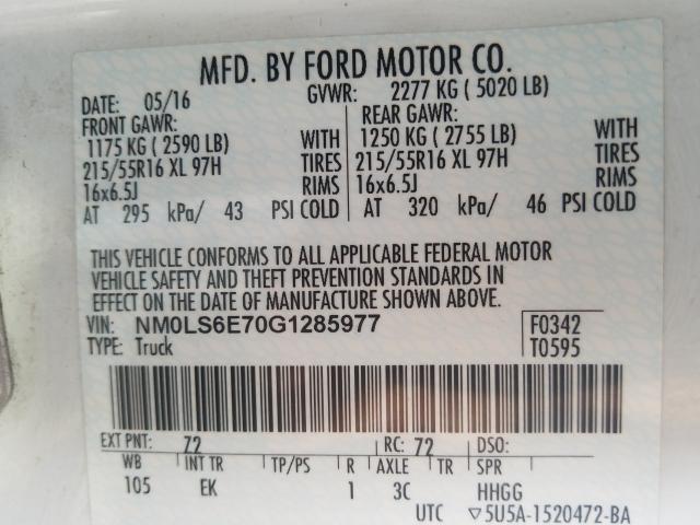 Photo 9 VIN: NM0LS6E70G1285977 - FORD TRANSIT CO 