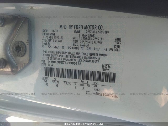 Photo 8 VIN: NM0LS6E76J1360365 - FORD TRANSIT CONNECT VAN 