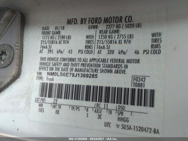 Photo 8 VIN: NM0LS6E79J1369285 - FORD TRANSIT CONNECT VAN 