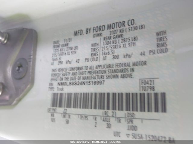 Photo 8 VIN: NM0LS6S24N1516997 - FORD TRANSIT CONNECT 