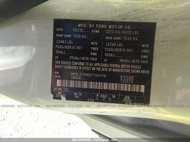 Photo 8 VIN: NM0LS7AN5CT103179 - FORD TRANSIT CONNECT 