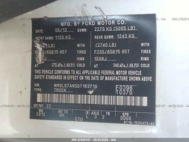 Photo 8 VIN: NM0LS7AN5DT163710 - FORD TRANSIT CONNECT 