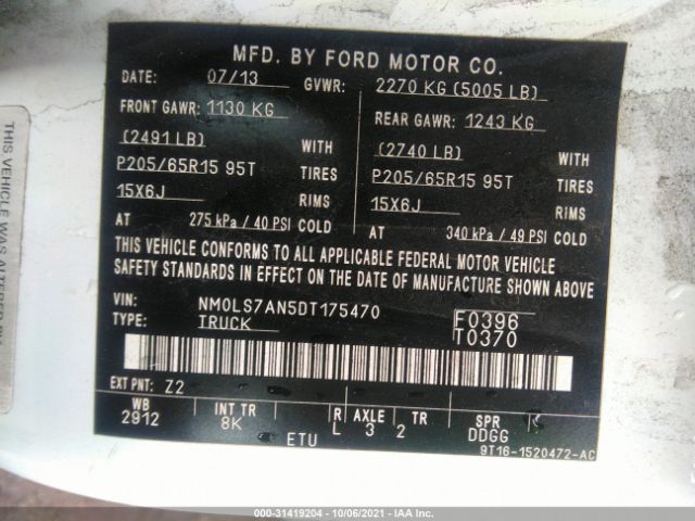 Photo 8 VIN: NM0LS7AN5DT175470 - FORD TRANSIT CONNECT 