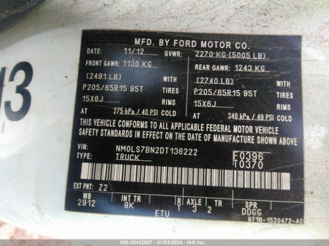 Photo 8 VIN: NM0LS7BN2DT136222 - FORD TRANSIT CONNECT 