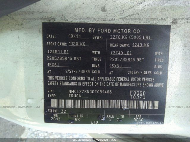 Photo 8 VIN: NM0LS7BN3CT081486 - FORD TRANSIT CONNECT 