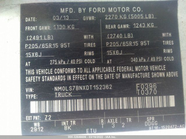 Photo 8 VIN: NM0LS7BNXDT152362 - FORD TRANSIT CONNECT 