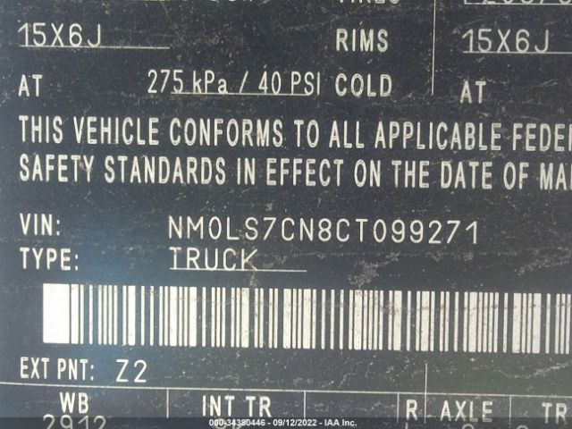 Photo 8 VIN: NM0LS7CN8CT099271 - FORD TRANSIT CONNECT 