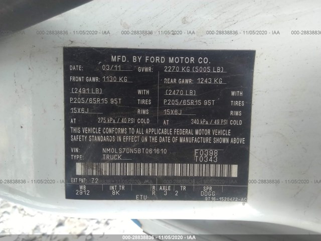 Photo 8 VIN: NM0LS7DN5BT061610 - FORD TRANSIT CONNECT 