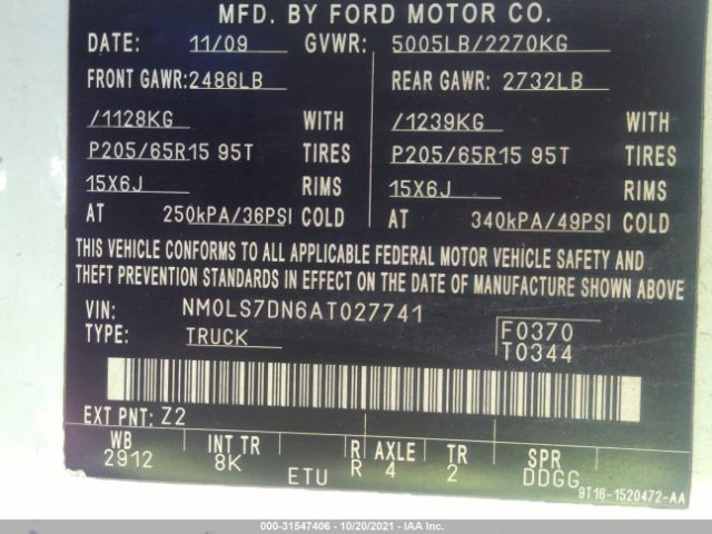 Photo 8 VIN: NM0LS7DN6AT027741 - FORD TRANSIT CONNECT 