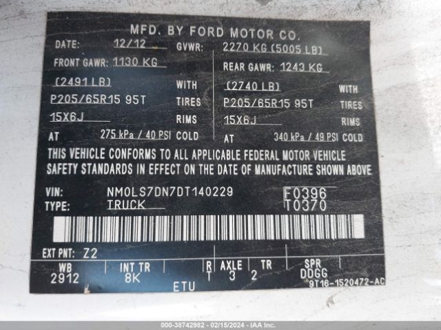 Photo 8 VIN: NM0LS7DN7BP140229 - FORD TRANSIT CONNECT 