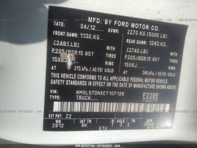 Photo 8 VIN: NM0LS7DNXCT107126 - FORD TRANSIT CONNECT 