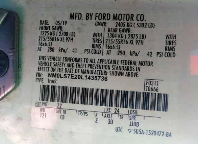 Photo 8 VIN: NM0LS7E20L1435736 - FORD TRANSIT CONNECT VAN 