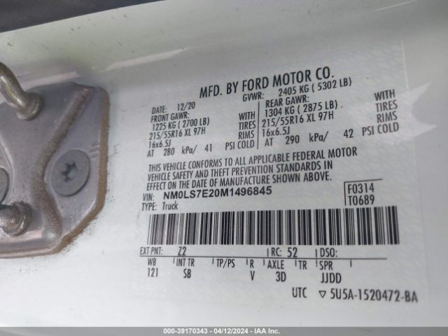 Photo 8 VIN: NM0LS7E20M1496845 - FORD TRANSIT CONNECT 