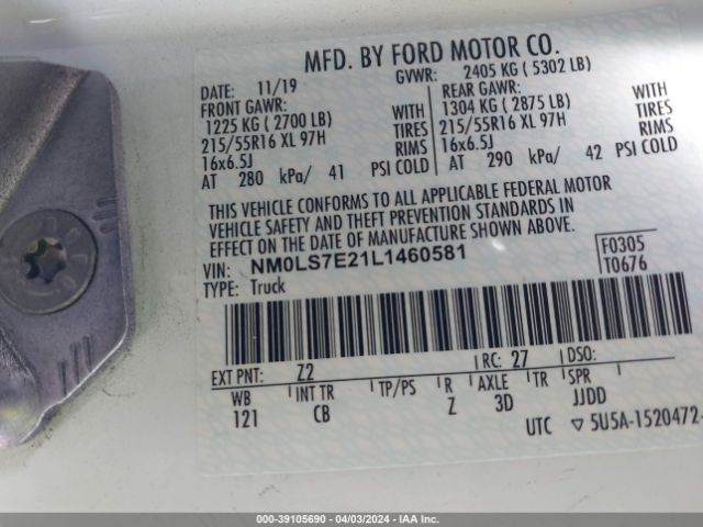 Photo 8 VIN: NM0LS7E21L1460581 - FORD TRANSIT CONNECT 