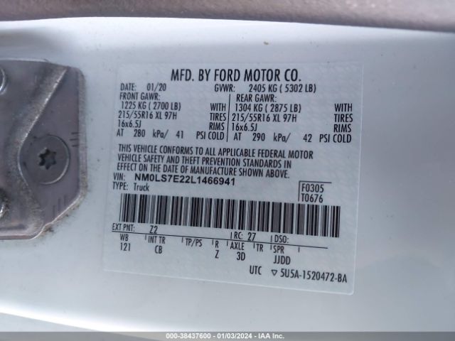 Photo 8 VIN: NM0LS7E22L1466941 - FORD TRANSIT CONNECT 