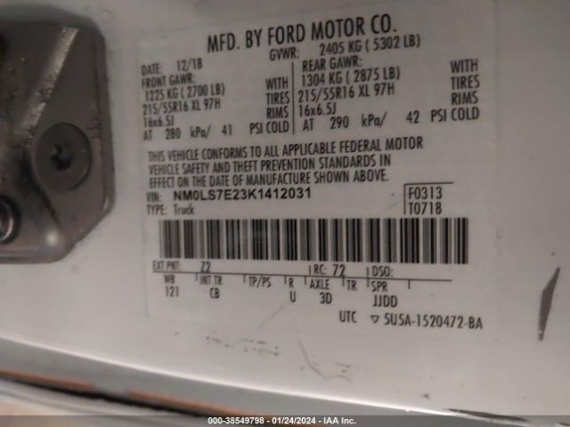 Photo 8 VIN: NM0LS7E23K1412031 - FORD TRANSIT CONNECT 