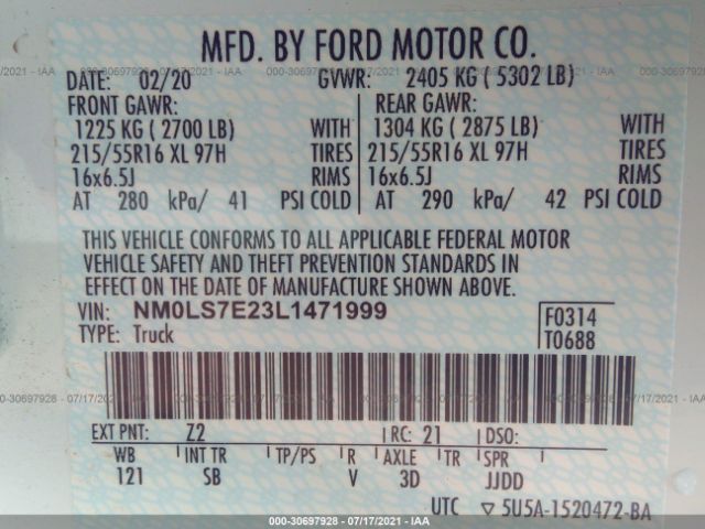 Photo 8 VIN: NM0LS7E23L1471999 - FORD TRANSIT CONNECT VAN 