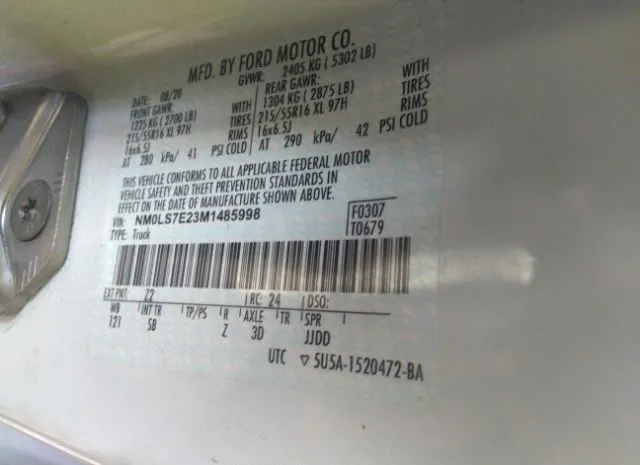 Photo 8 VIN: NM0LS7E23M1485998 - FORD TRANSIT CONNECT VAN 