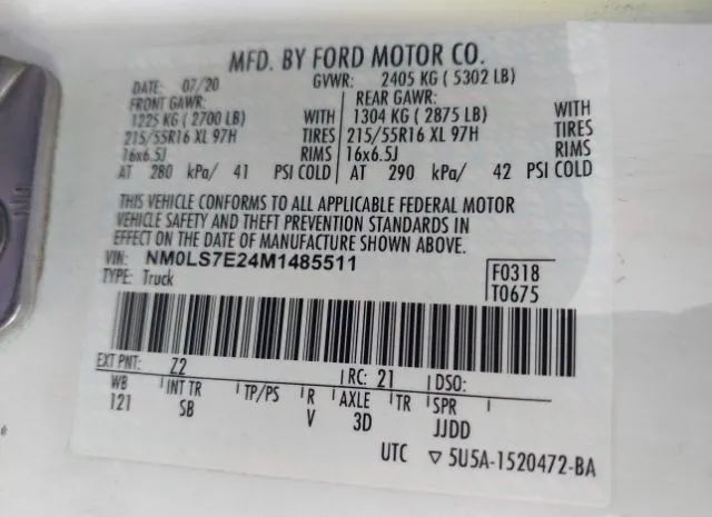 Photo 8 VIN: NM0LS7E24M1485511 - FORD TRANSIT CONNECT VAN 