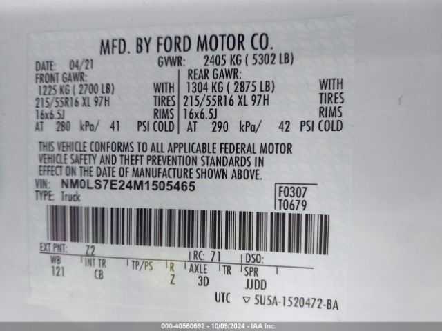 Photo 8 VIN: NM0LS7E24M1505465 - FORD TRANSIT CONNECT 