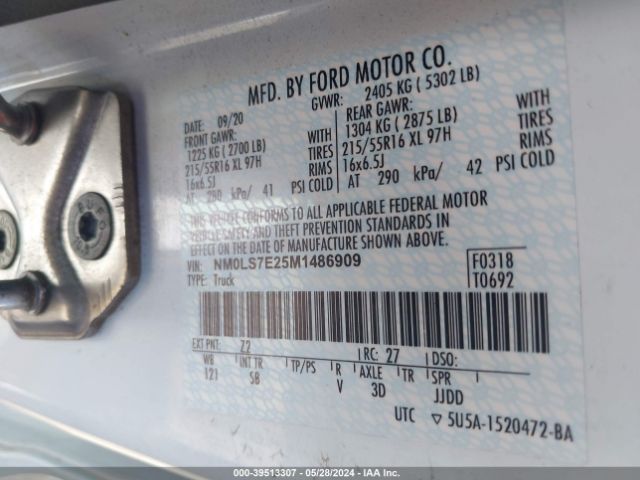 Photo 8 VIN: NM0LS7E25M1486909 - FORD TRANSIT CONNECT 