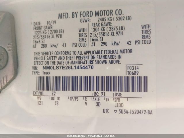 Photo 8 VIN: NM0LS7E26L1454470 - FORD TRANSIT CONNECT 