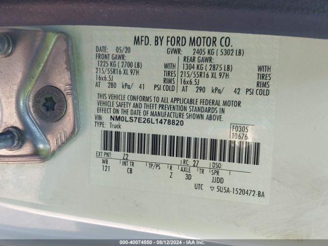 Photo 8 VIN: NM0LS7E26L1478820 - FORD TRANSIT CONNECT 