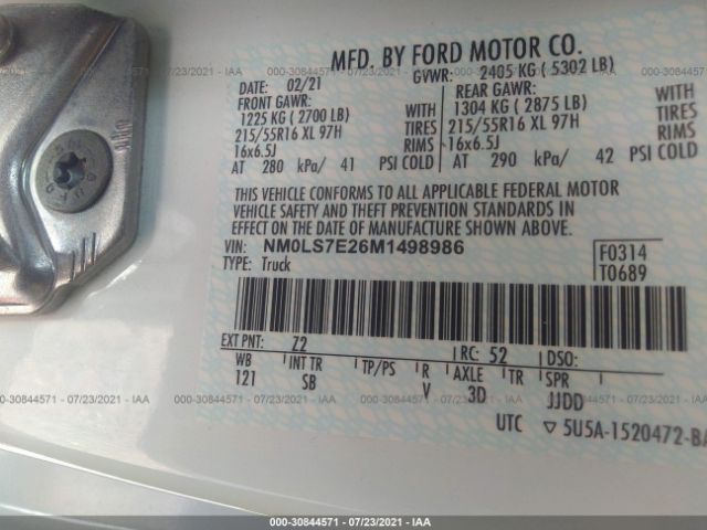 Photo 8 VIN: NM0LS7E26M1498986 - FORD TRANSIT CONNECT VAN 