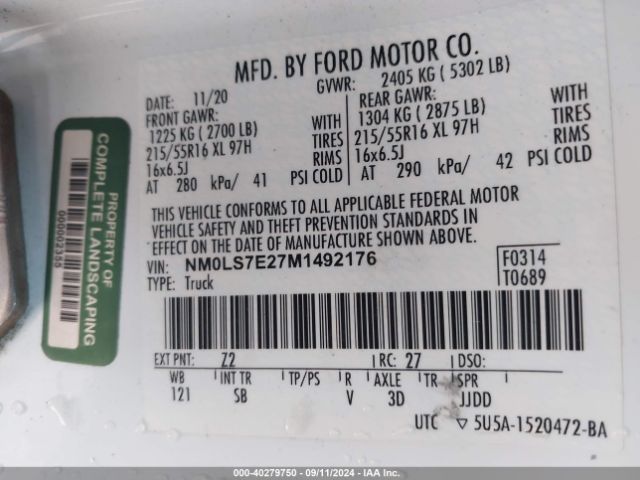 Photo 8 VIN: NM0LS7E27M1492176 - FORD TRANSIT CONNECT 