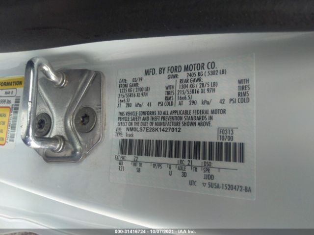 Photo 8 VIN: NM0LS7E28K1427012 - FORD TRANSIT CONNECT VAN 