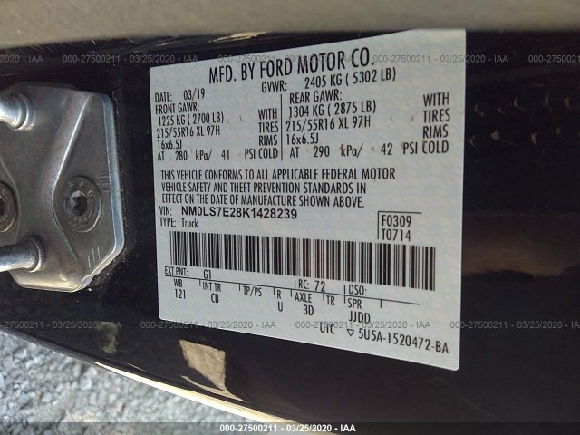 Photo 8 VIN: NM0LS7E28K1428239 - FORD TRANSIT CONNECT VAN 