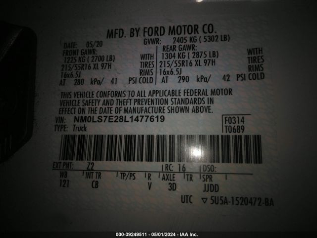 Photo 8 VIN: NM0LS7E28L1477619 - FORD TRANSIT CONNECT 